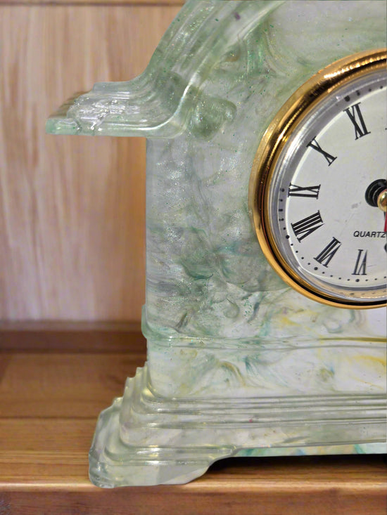 green marbled clock